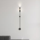 Modern Vertical LED Glass Tube Wall Sconce Brass Minimalist Indoor Lighting for Bedrooms