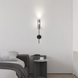 Modern Vertical LED Glass Tube Wall Sconce Brass Minimalist Indoor Lighting for Bedrooms