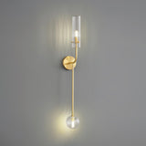 Modern Vertical LED Glass Tube Wall Sconce Brass Minimalist Indoor Lighting for Bedrooms