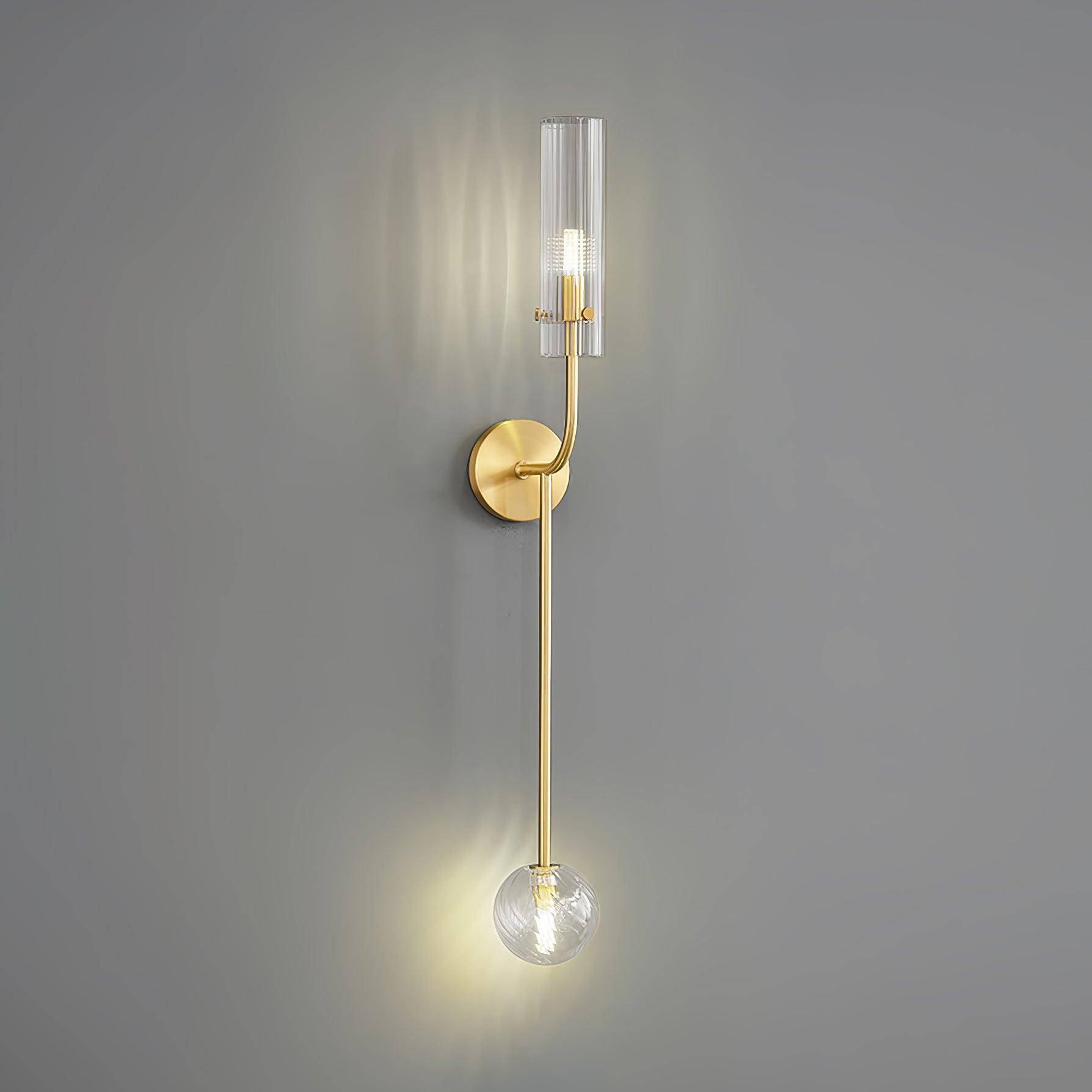 Modern Vertical LED Glass Tube Wall Sconce Brass Minimalist Indoor Lighting for Bedrooms