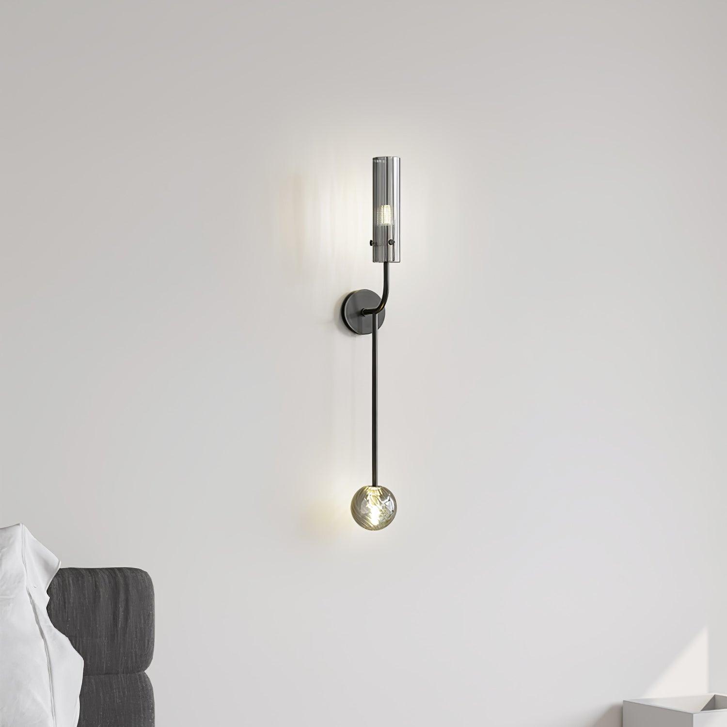 Modern Vertical LED Glass Tube Wall Sconce Brass Minimalist Indoor Lighting for Bedrooms