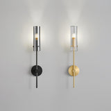 Modern Vertical LED Glass Tube Wall Sconce Brass Minimalist Indoor Lighting for Bedrooms