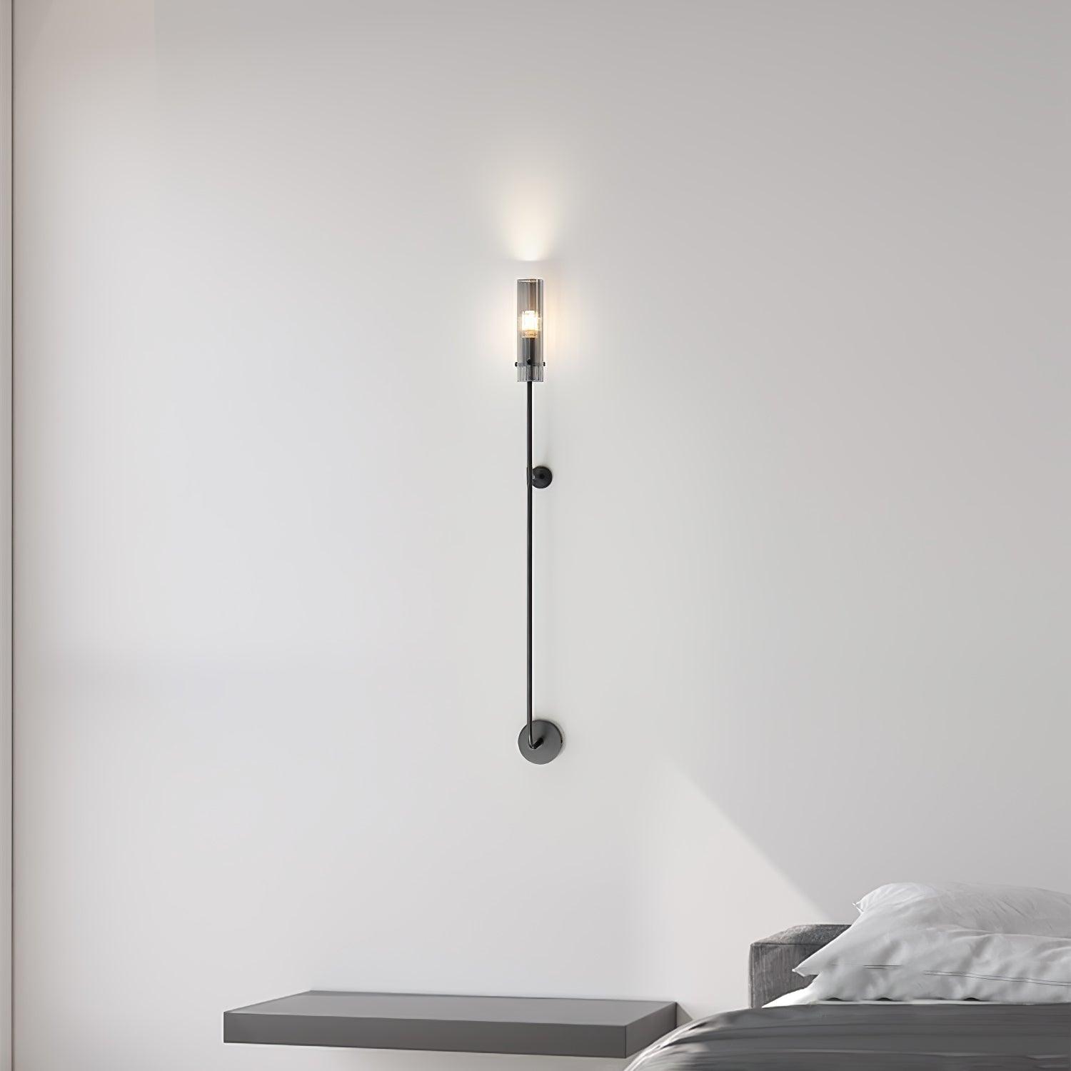 Modern Vertical LED Glass Tube Wall Sconce Brass Minimalist Indoor Lighting for Bedrooms
