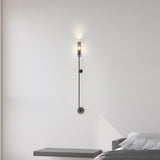 Modern Vertical LED Glass Tube Wall Sconce Brass Minimalist Indoor Lighting for Bedrooms