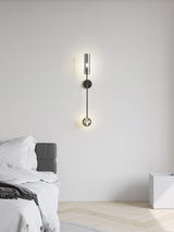 Modern Vertical LED Glass Tube Wall Sconce Brass Minimalist Indoor Lighting for Bedrooms