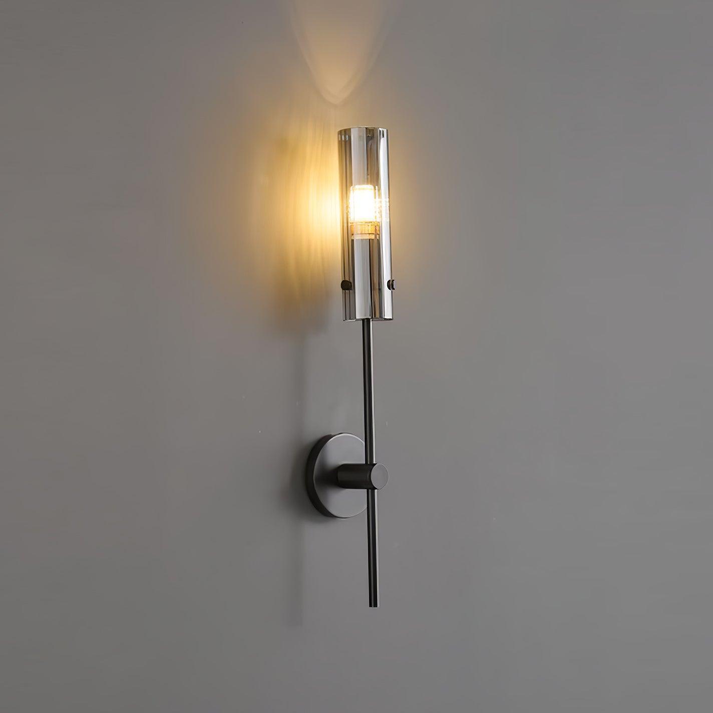 Modern Vertical LED Glass Tube Wall Sconce Brass Minimalist Indoor Lighting for Bedrooms
