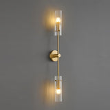 Modern Vertical LED Glass Tube Wall Sconce Brass Minimalist Indoor Lighting for Bedrooms