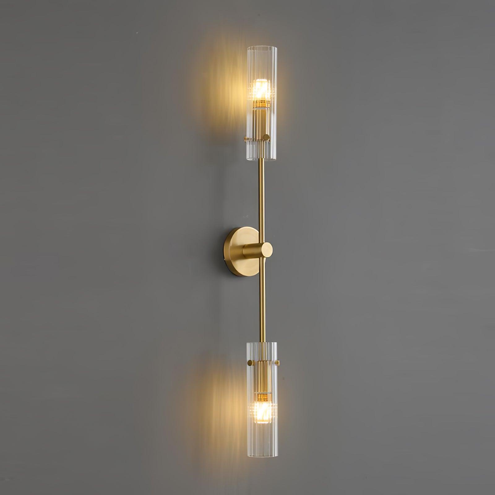 Modern Vertical LED Glass Tube Wall Sconce Brass Minimalist Indoor Lighting for Bedrooms