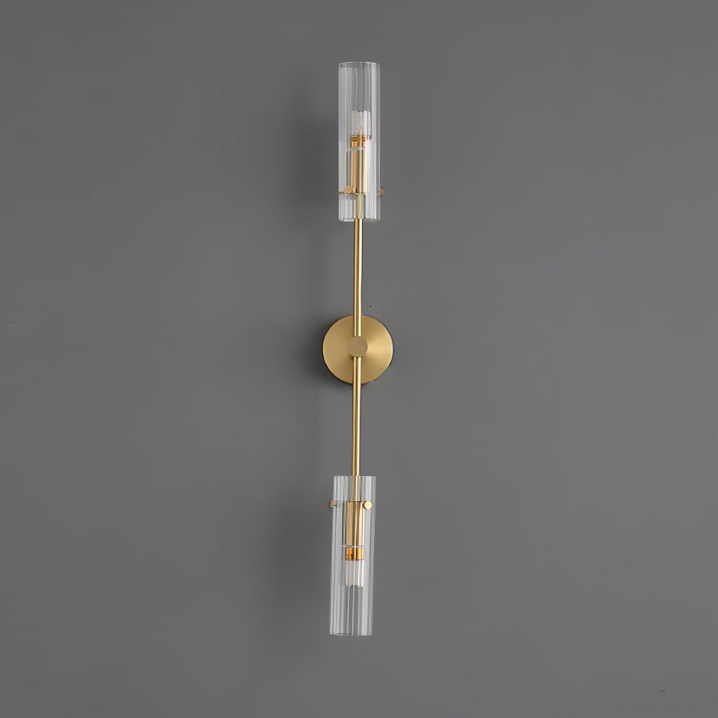 Modern Vertical LED Glass Tube Wall Sconce Brass Minimalist Indoor Lighting for Bedrooms