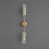 Modern Vertical LED Glass Tube Wall Sconce Brass Minimalist Indoor Lighting for Bedrooms