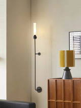Modern Vertical Marble Wall Sconce with Solid Brass Arm and Acrylic Diffuser