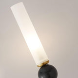 Modern Vertical Marble Wall Sconce with Solid Brass Arm and Acrylic Diffuser
