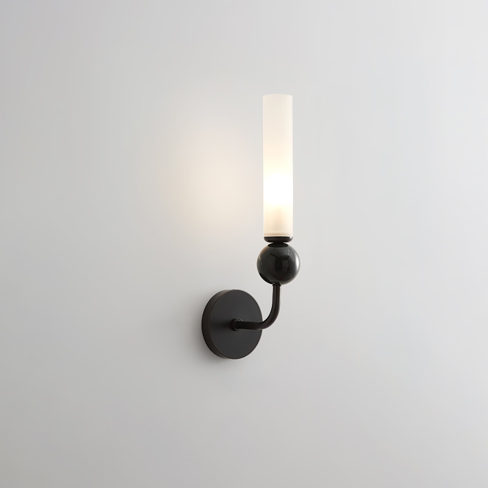Modern Vertical Marble Wall Sconce with Solid Brass Arm and Acrylic Diffuser