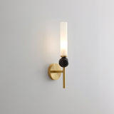 Modern Vertical Marble Wall Sconce with Solid Brass Arm and Acrylic Diffuser