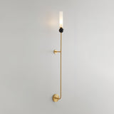 Modern Vertical Marble Wall Sconce with Solid Brass Arm and Acrylic Diffuser