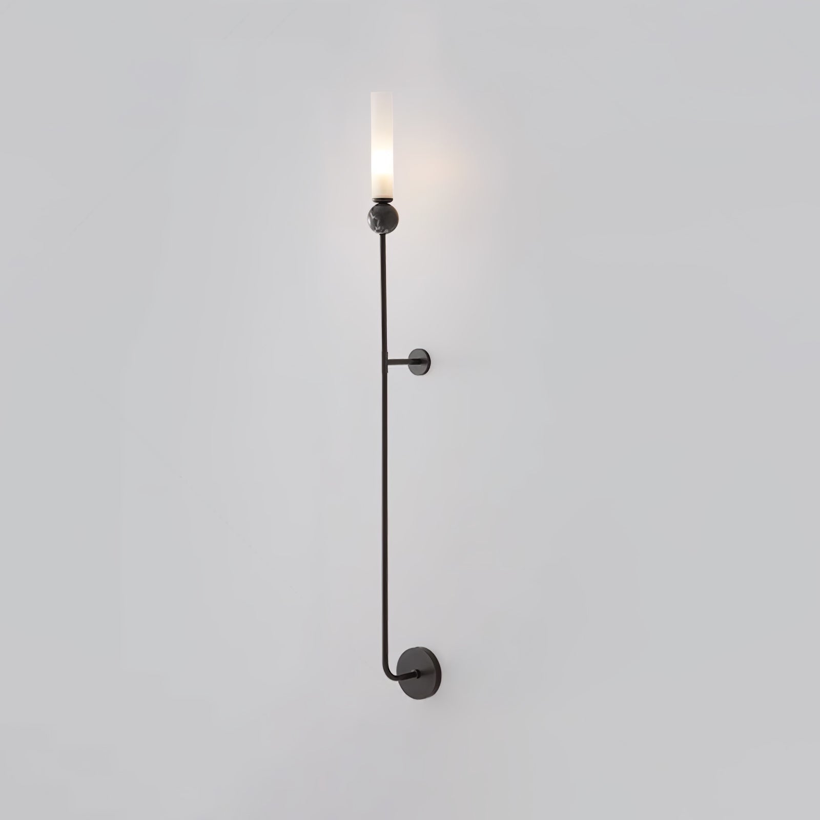 Modern Vertical Marble Wall Sconce with Solid Brass Arm and Acrylic Diffuser