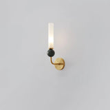 Modern Vertical Marble Wall Sconce with Solid Brass Arm and Acrylic Diffuser