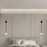 Modern Vertical Slender Arm Wall Sconce with Bubble Glass Globe for Bedroom Living Room