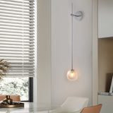 Modern Vertical Slender Arm Wall Sconce with Bubble Glass Globe for Bedroom Living Room