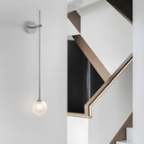 Modern Vertical Slender Arm Wall Sconce with Bubble Glass Globe for Bedroom Living Room