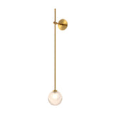 Modern Vertical Slender Arm Wall Sconce with Bubble Glass Globe for Bedroom Living Room