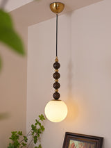 Modern Vertical Walnut Wood Ball Pendant Light with Frosted Glass Globe Diffuser