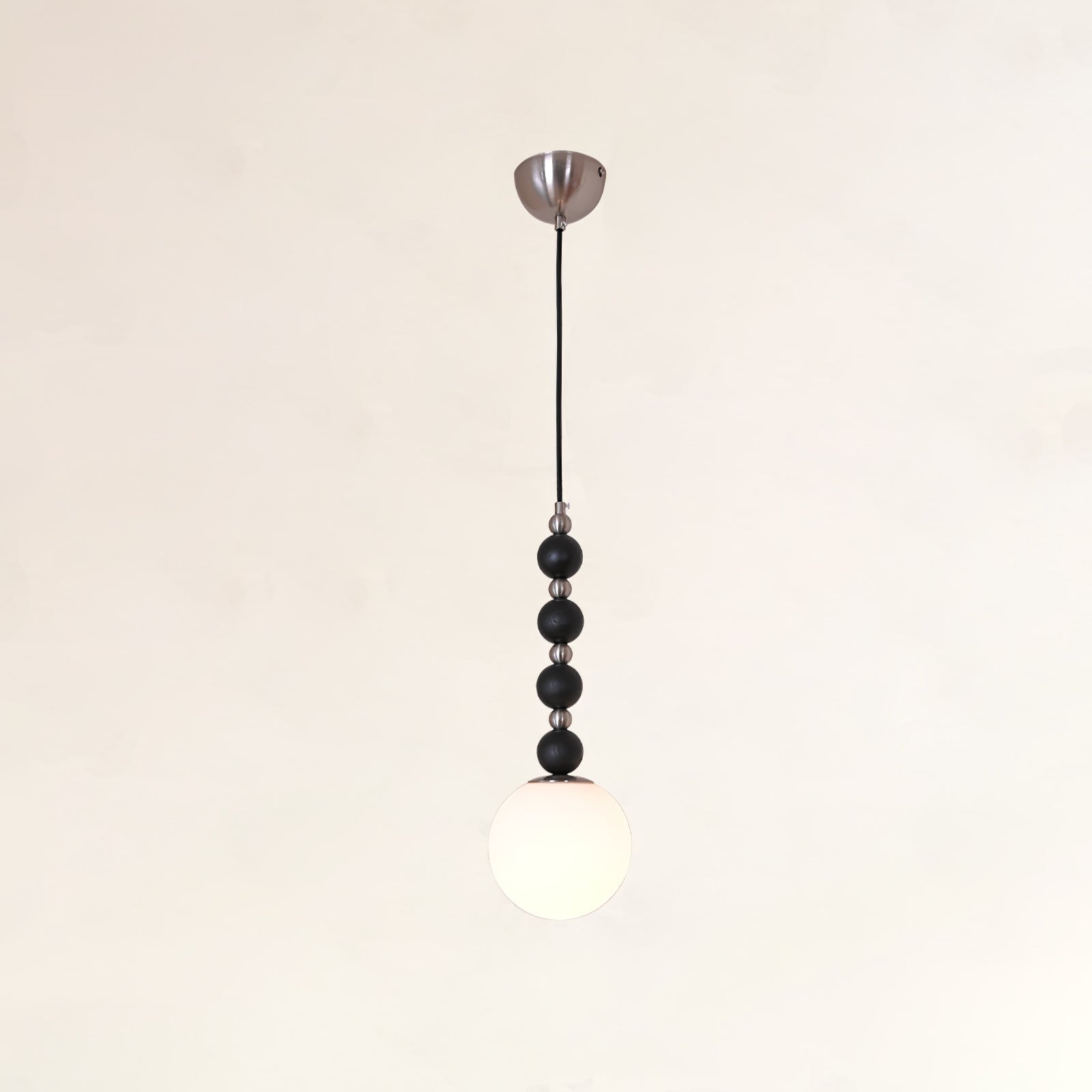 Modern Vertical Walnut Wood Ball Pendant Light with Frosted Glass Globe Diffuser