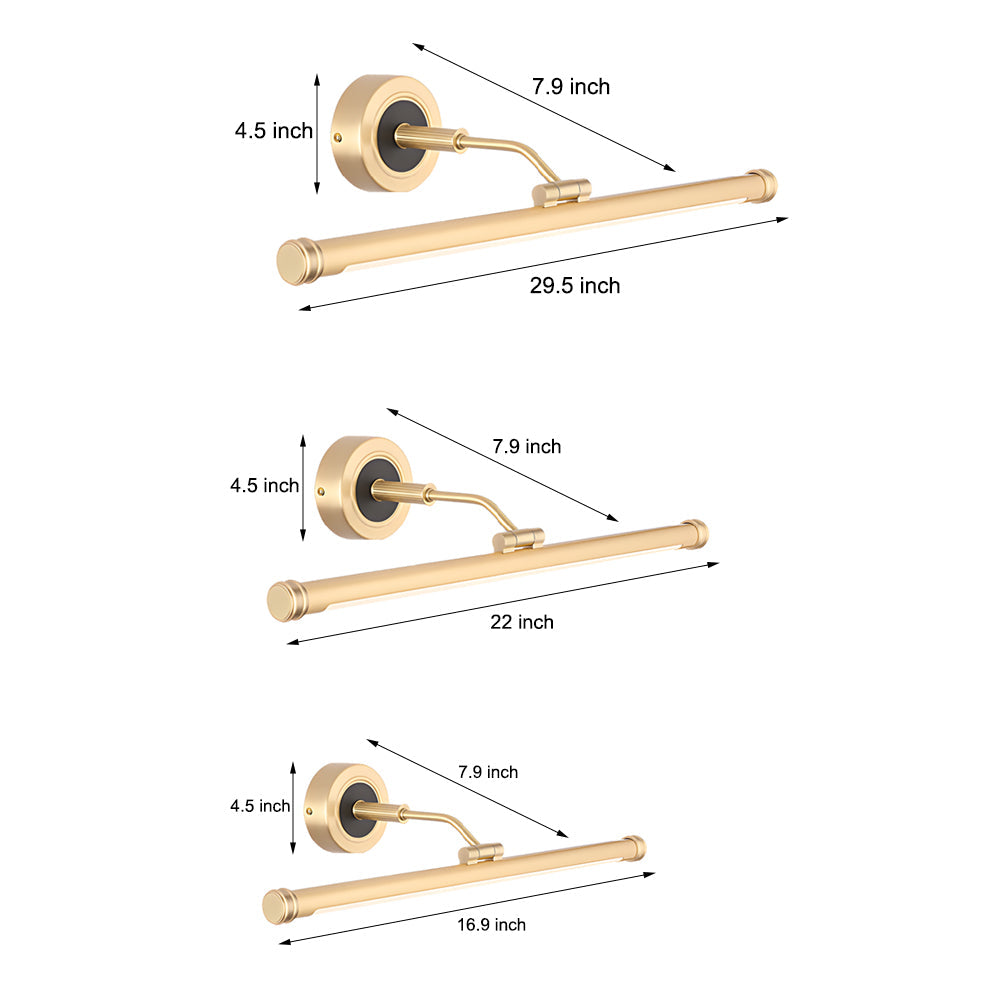 Modern Vintage Linear LED Bathroom Wall Sconce Copper Vanity Light in Brushed Gold or Black Finish