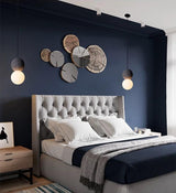 Modern Volcanic Stone and Glass Globe Pendant Light Plug In Swag Lamp