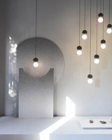 Modern Volcanic Stone and Glass Globe Pendant Light Plug In Swag Lamp