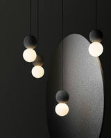 Modern Volcanic Stone and Glass Globe Pendant Light Plug In Swag Lamp
