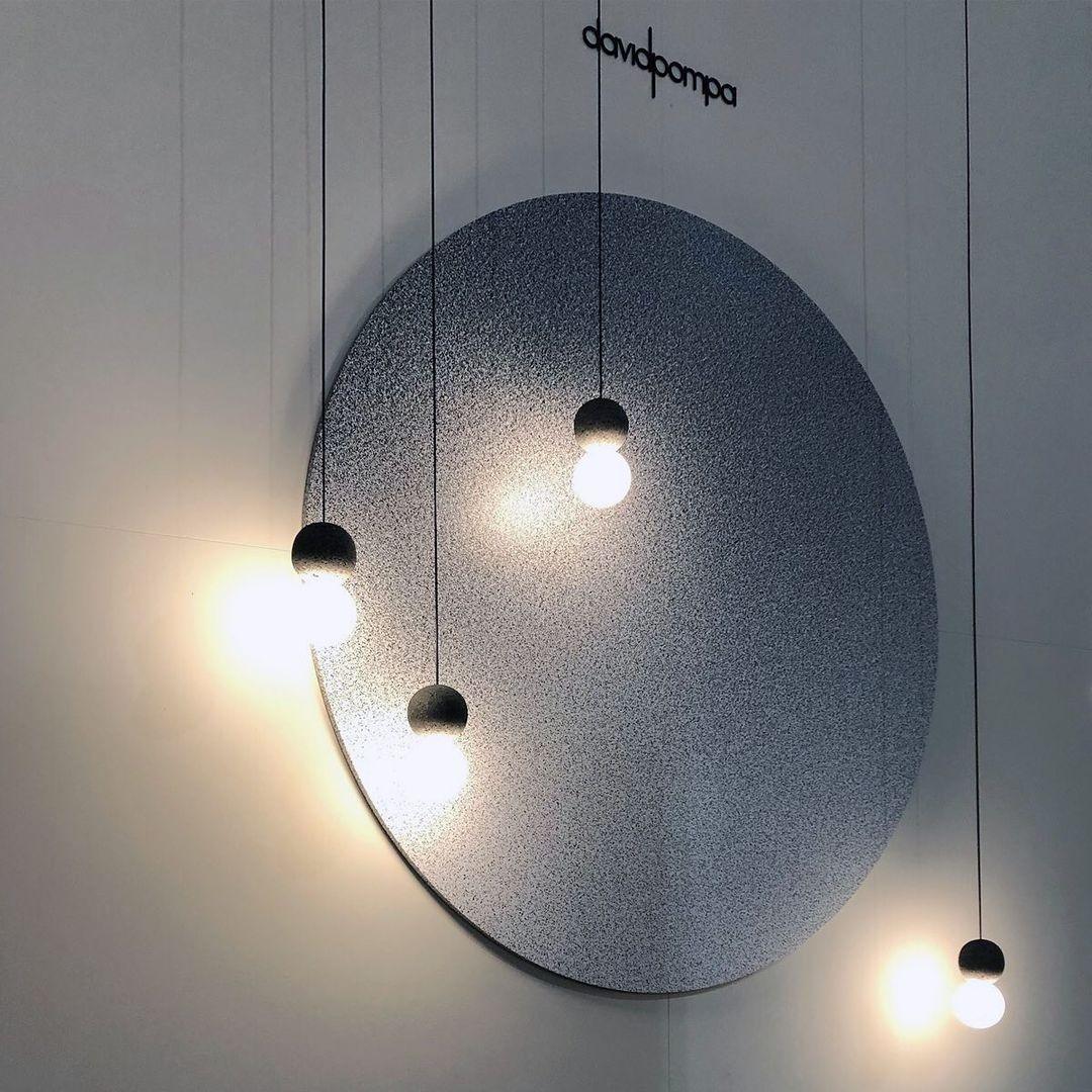 Modern Volcanic Stone and Glass Globe Pendant Light Plug In Swag Lamp