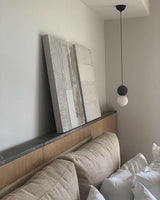 Modern Volcanic Stone and Glass Globe Pendant Light Plug In Swag Lamp