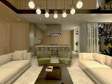 Modern Volcanic Stone and Glass Globe Pendant Light Plug In Swag Lamp