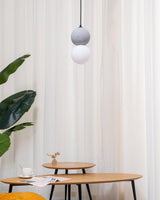 Modern Volcanic Stone and Glass Globe Pendant Light Plug In Swag Lamp