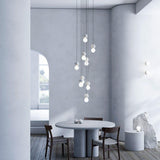 Modern Volcanic Stone and Glass Globe Pendant Light Plug In Swag Lamp