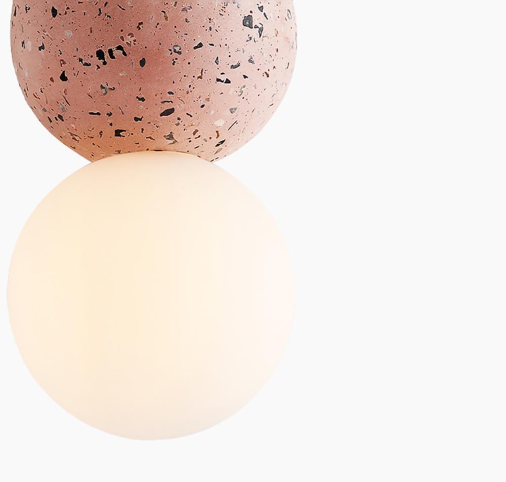 Modern Volcanic Stone and Glass Globe Pendant Light Plug In Swag Lamp