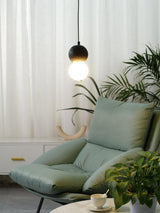 Modern Volcanic Stone and Glass Globe Pendant Light Plug In Swag Lamp
