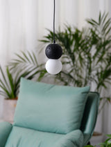 Modern Volcanic Stone and Glass Globe Pendant Light Plug In Swag Lamp