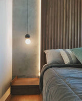 Modern Volcanic Stone and Glass Globe Pendant Light Plug In Swag Lamp