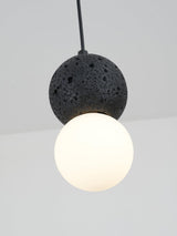 Modern Volcanic Stone and Glass Globe Pendant Light Plug In Swag Lamp