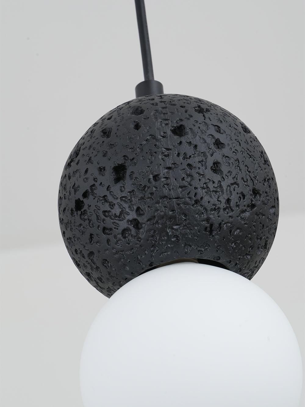 Modern Volcanic Stone and Glass Globe Pendant Light Plug In Swag Lamp