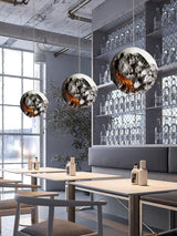 Modern Wabi Sabi Grey Planet Pendant Light Artistic Textured Resin Hanging Ceiling Lamp