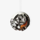 Modern Wabi Sabi Grey Planet Pendant Light Artistic Textured Resin Hanging Ceiling Lamp
