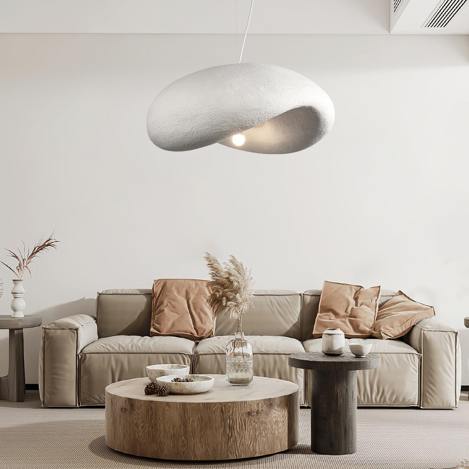 Modern Wabi Sabi Textured White Pendant Light Organic Shape Ceiling Hanging Lamp for Minimalist Interior Decor