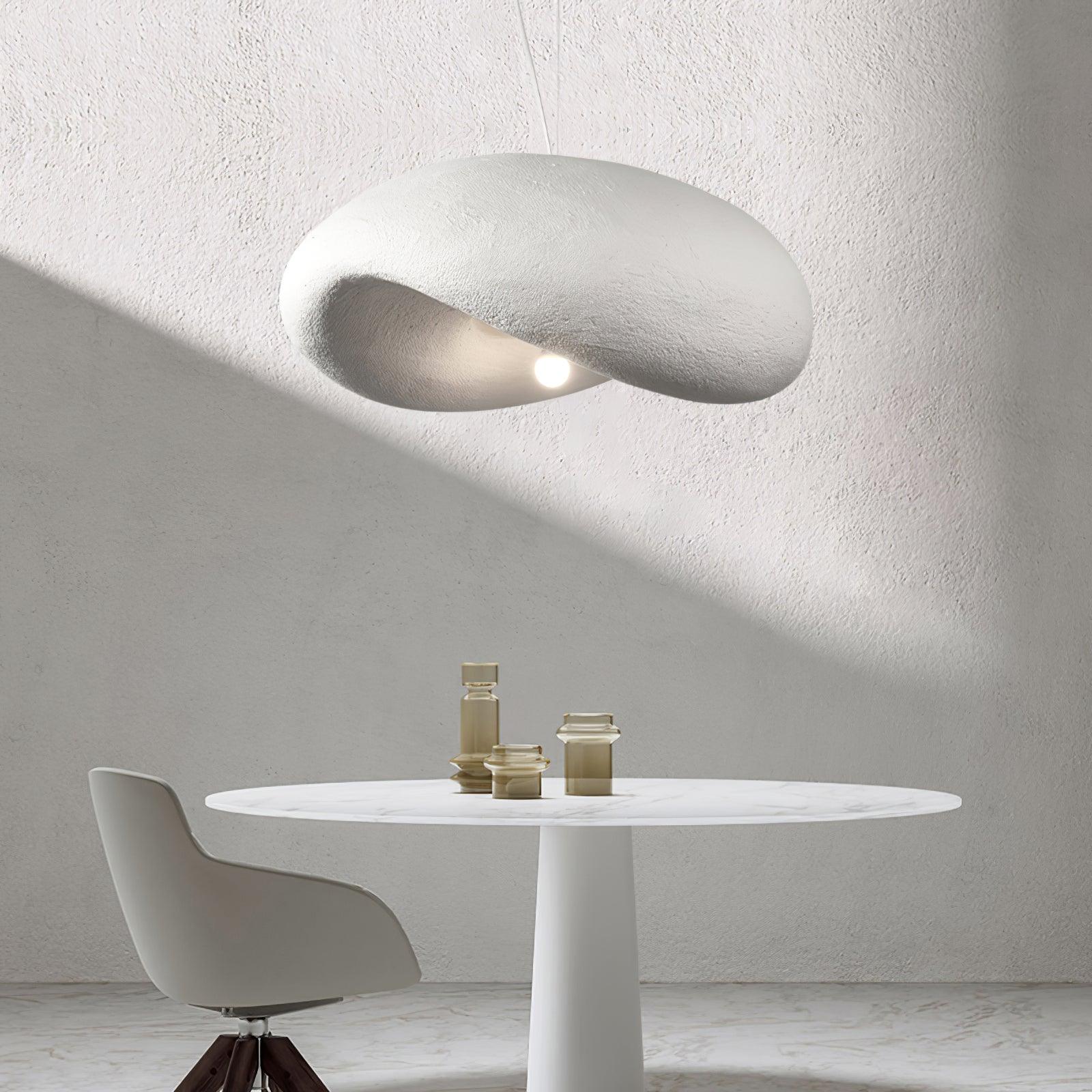 Modern Wabi Sabi Textured White Pendant Light Organic Shape Ceiling Hanging Lamp for Minimalist Interior Decor
