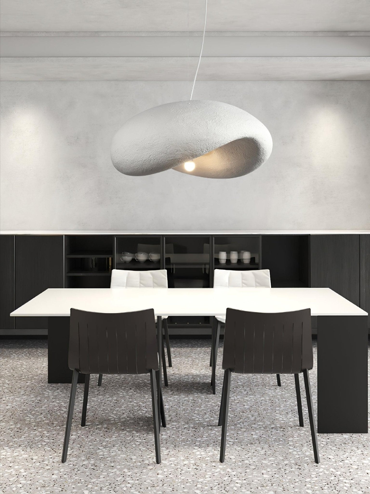 Modern Wabi Sabi Textured White Pendant Light Organic Shape Ceiling Hanging Lamp for Minimalist Interior Decor