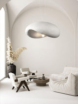 Modern Wabi Sabi Textured White Pendant Light Organic Shape Ceiling Hanging Lamp for Minimalist Interior Decor