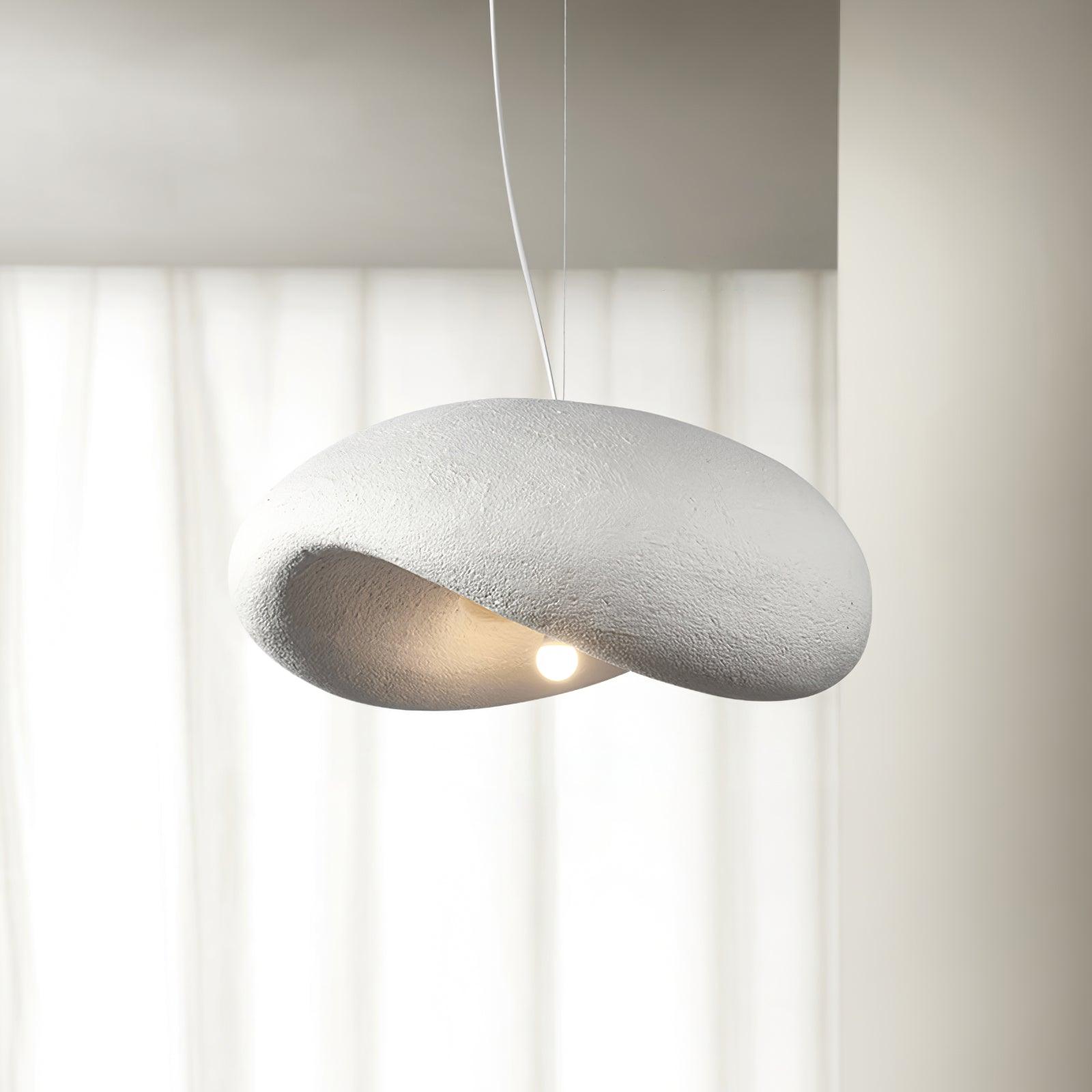 Modern Wabi Sabi Textured White Pendant Light Organic Shape Ceiling Hanging Lamp for Minimalist Interior Decor