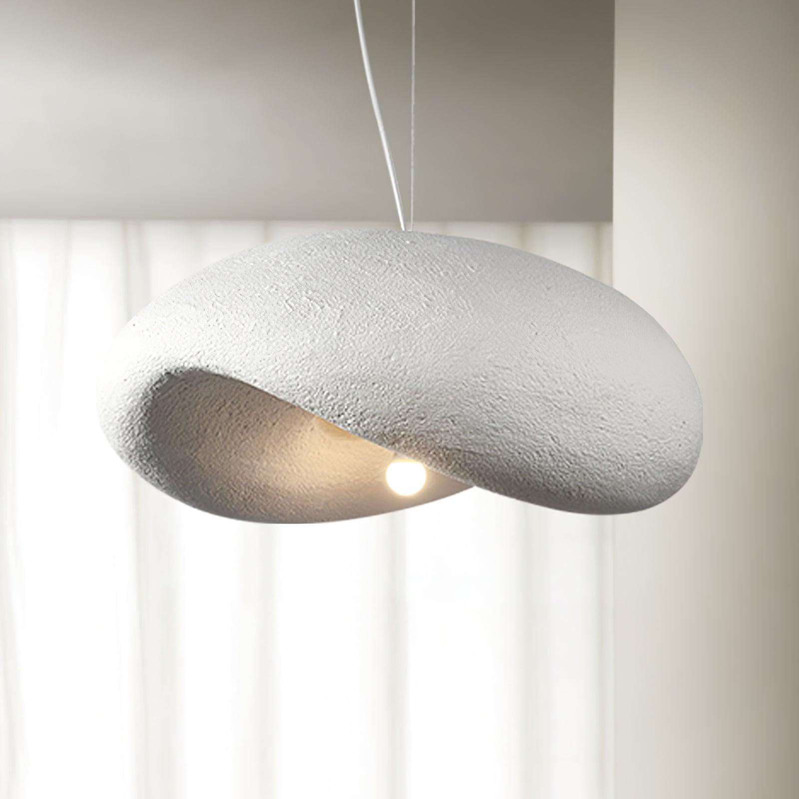 Modern Wabi Sabi Textured White Pendant Light Organic Shape Ceiling Hanging Lamp for Minimalist Interior Decor